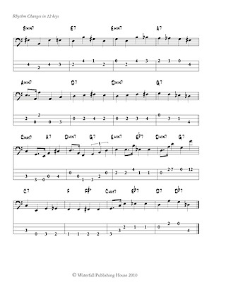 jazz bass tab basstab.net constructing walking jazz bass lines book II rhythm changes in 12 keys bass tab edition ex8 