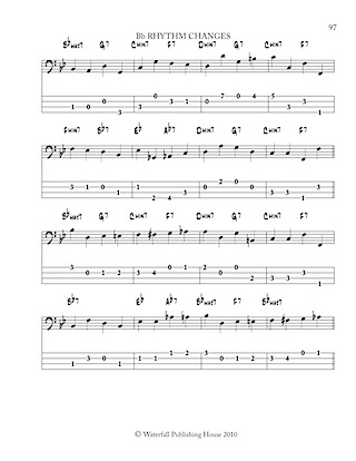 jazz bass tab basstab.net constructing walking jazz bass lines book II rhythm changes in 12 keys bass tab edition ex10