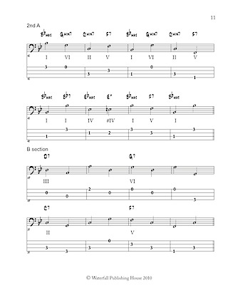 jazz bass tab basstab.net constructing walking jazz bass lines book II rhythm changes in 12 keys bass tab edition ex2